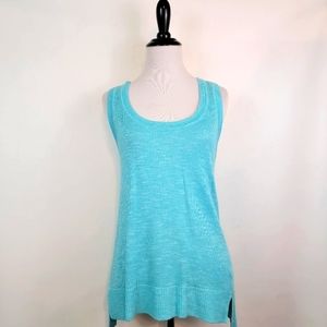Banana Republic Knit Sea Breeze Blue Linen Blend Tank Top Small Sleeveless